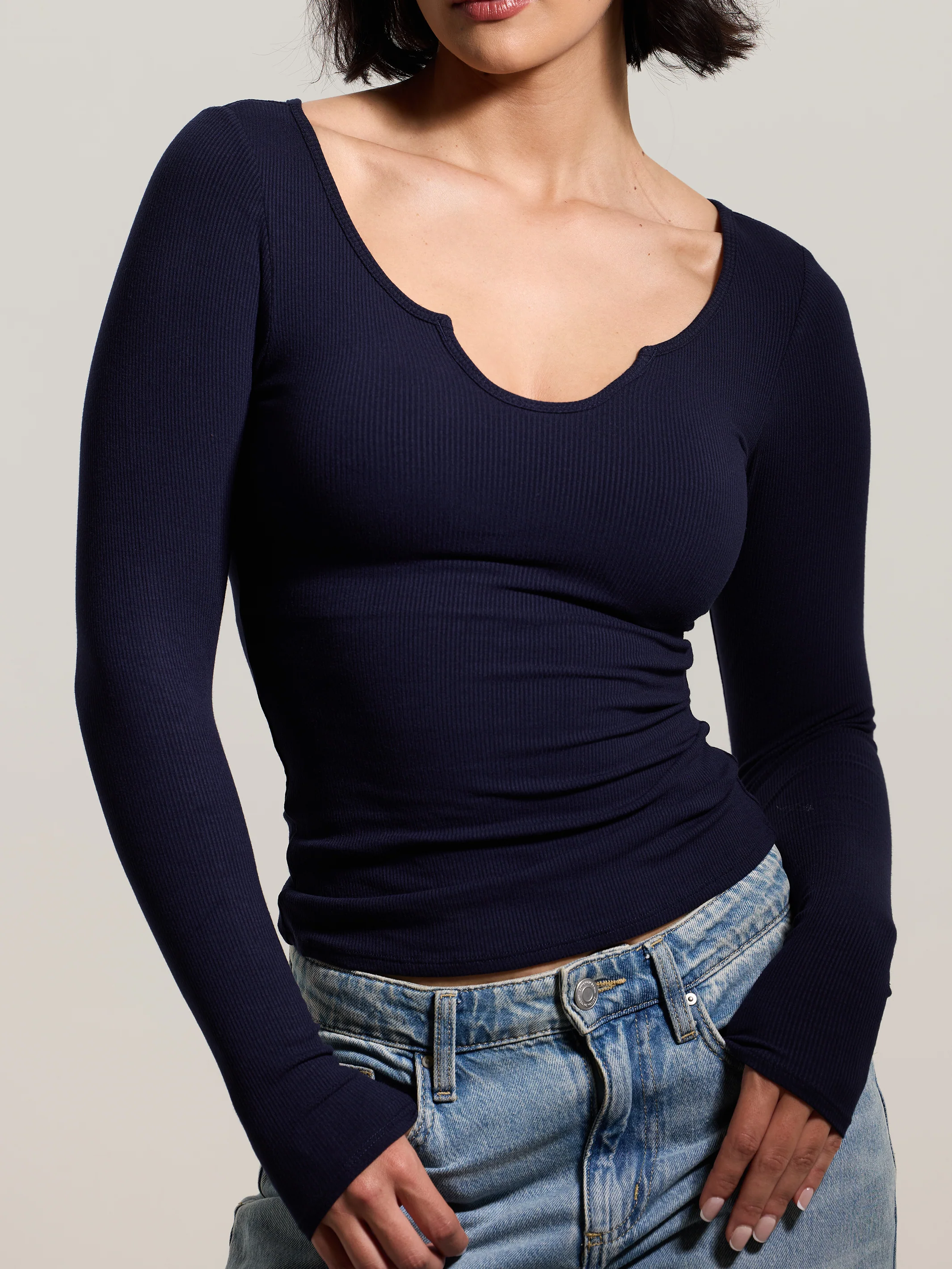Braless Ribbed U-Shape Long Sleeve - Image 23