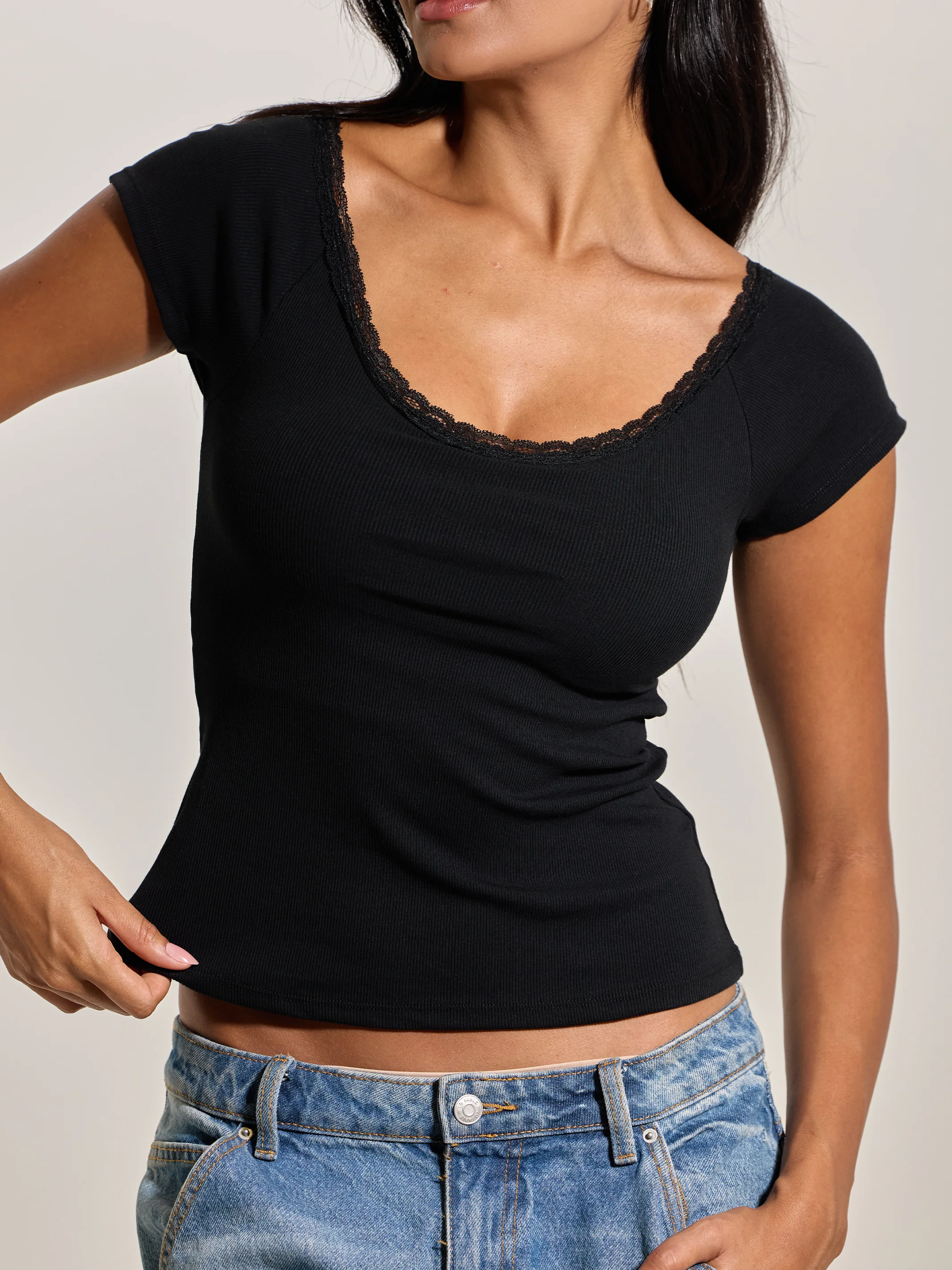 Lace Cotton Scoop Short Sleeve - Image 11