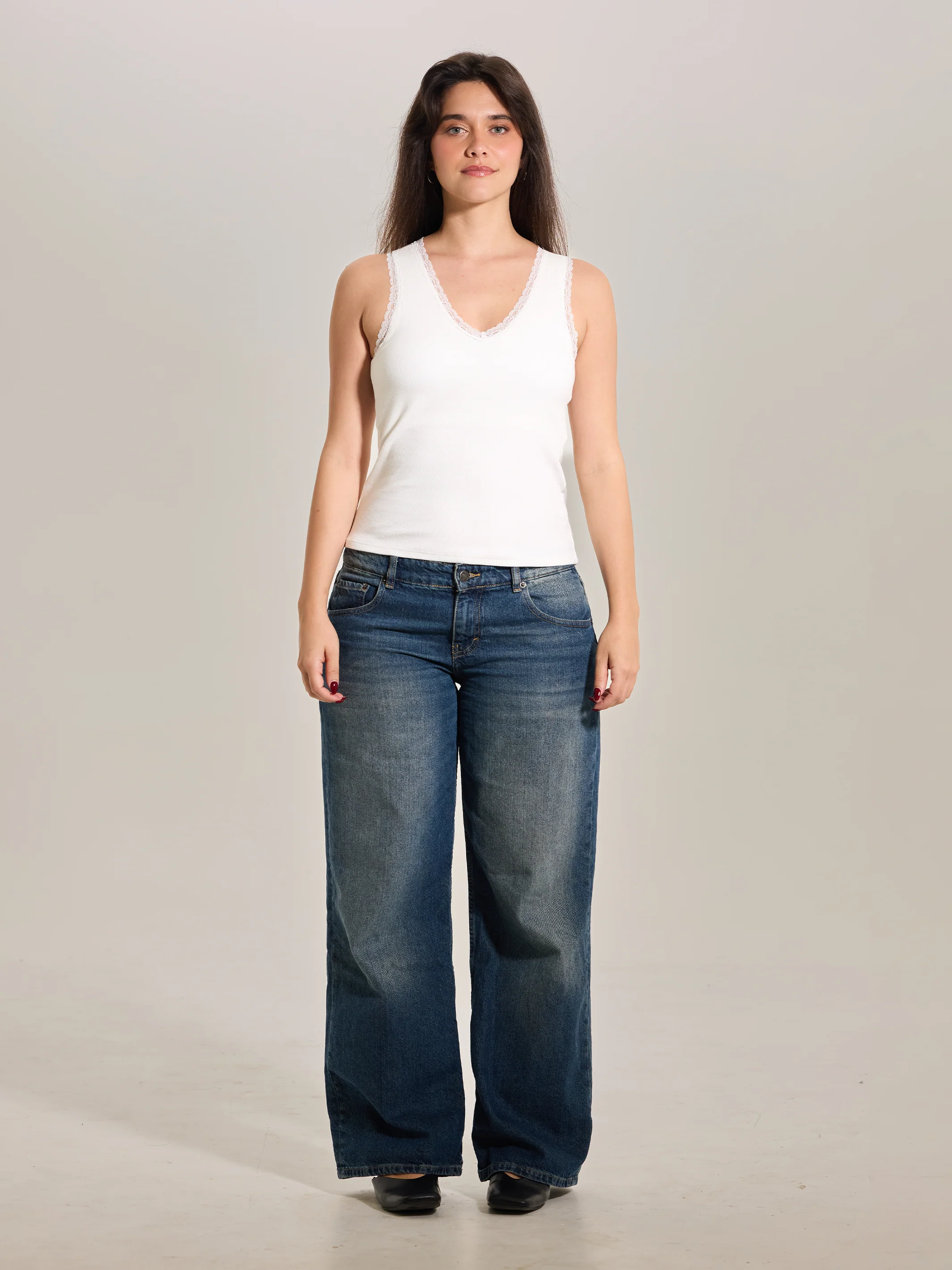 Lace Cotton V-Neck Full Length - Image 5