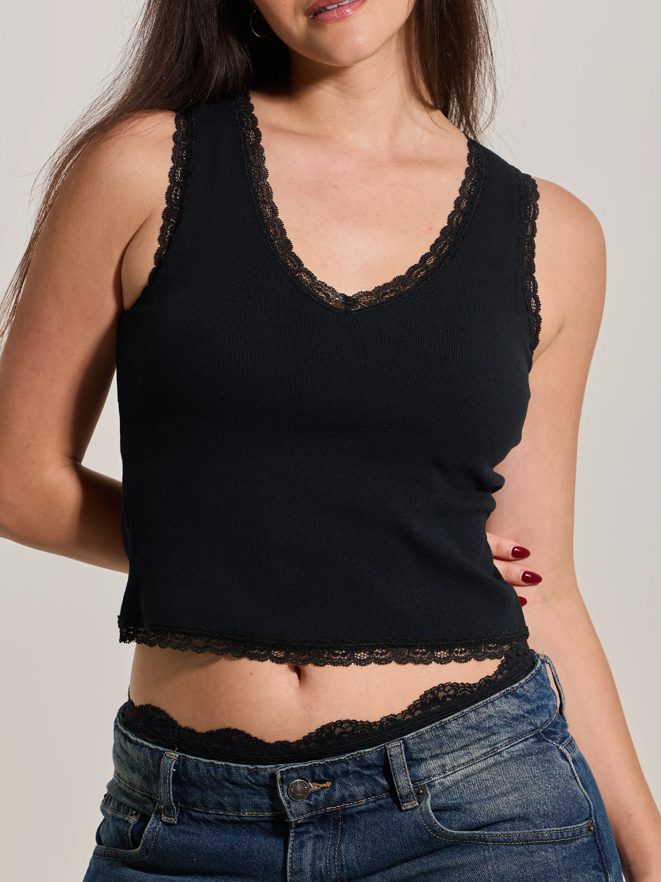 Lace Cotton V-Neck Mid Length - Image 7