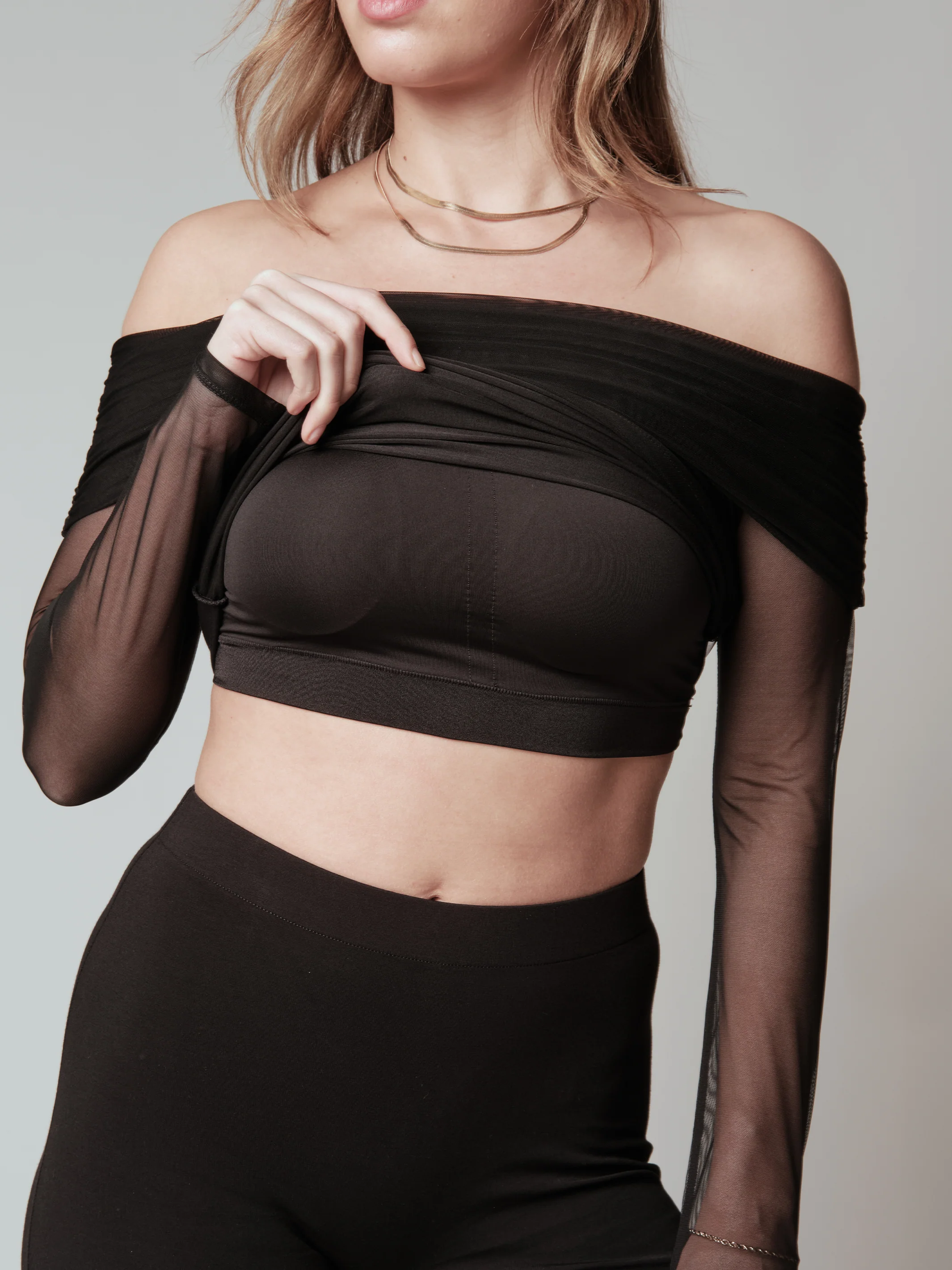 Mesh Fold Over Long Sleeve - Image 2