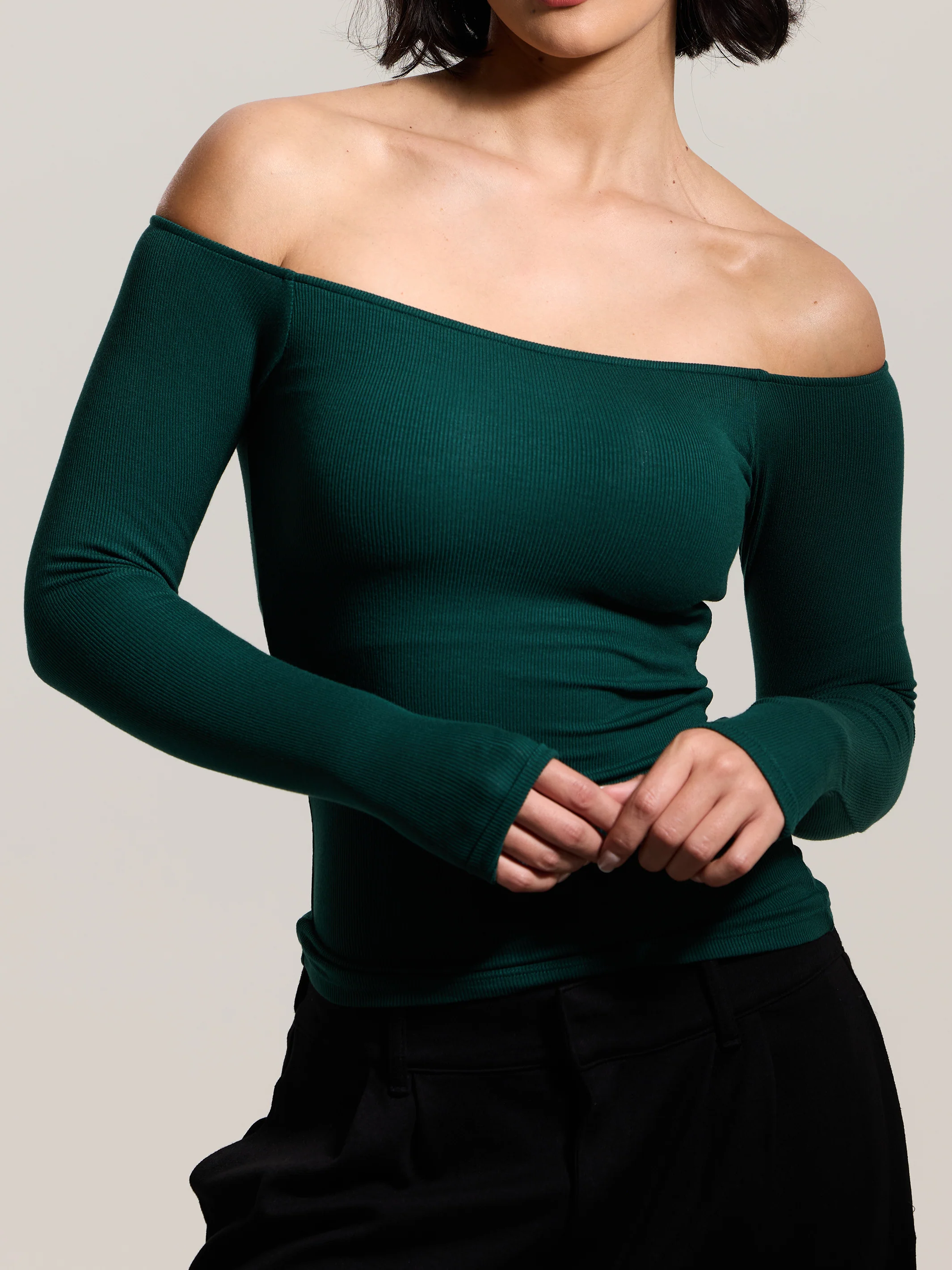 Ribbed Off The Shoulder Brami - Image 34