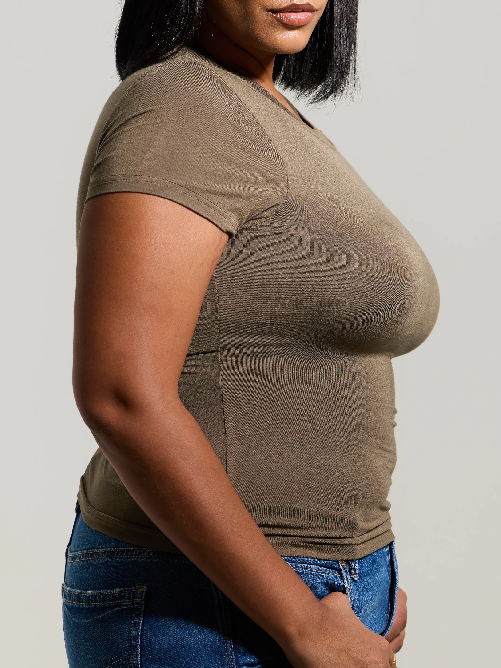Crew Neck Braless T-Shirt - Image 41