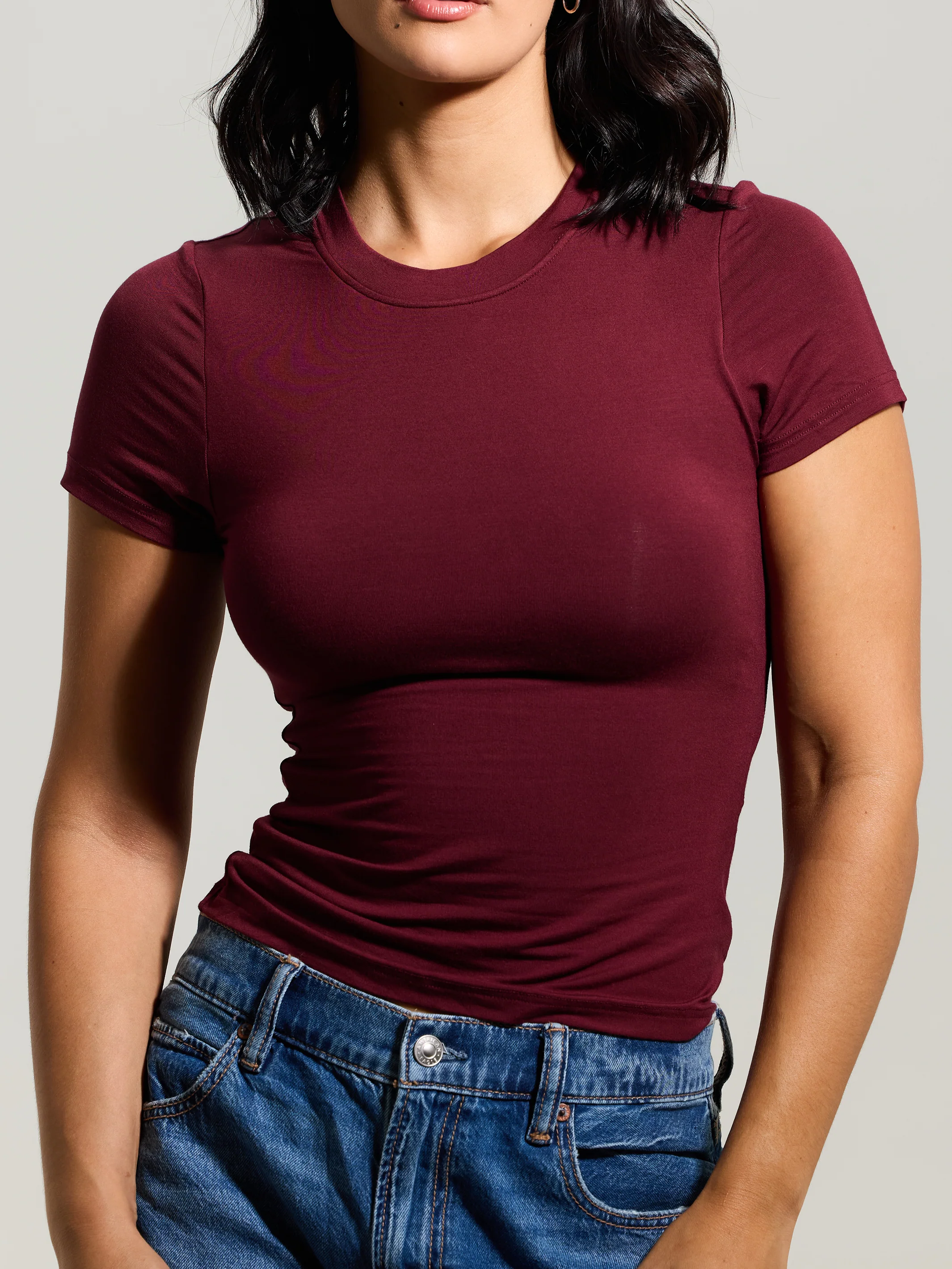 Crew Neck Braless T-Shirt - Image 44